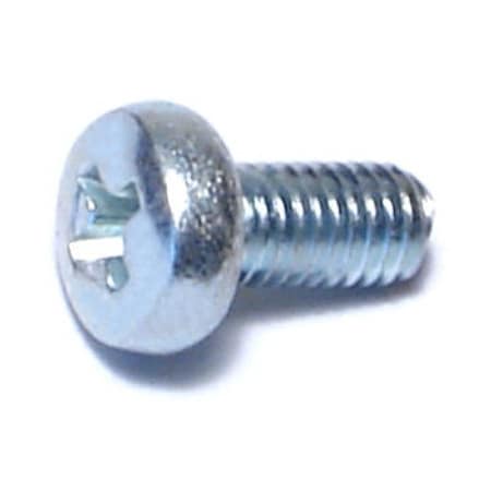 Midwest Fastener M3-0.50 x 6 mm Phillips Pan Machine Screw, Zinc Plated Steel, 25 PK 63121